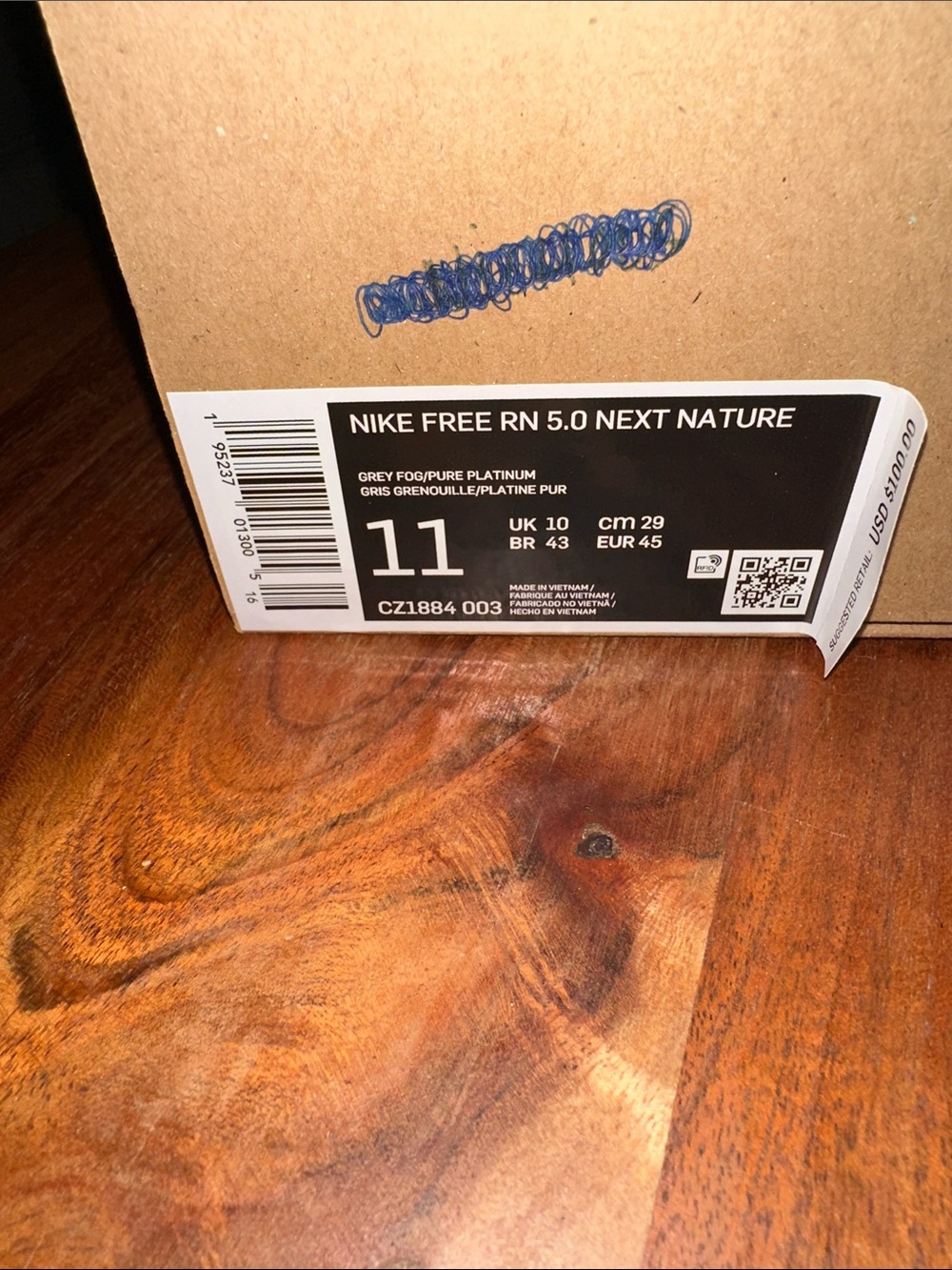 Nike Men's Light Gray & White Knit Running Sneakers Free RN 5.0 Next Nature New - Picture 2 of 3